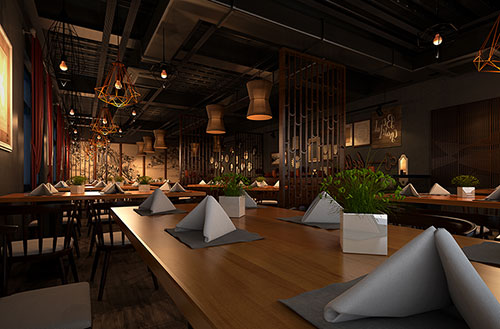 西双版纳简约大气中式风格餐厅设计装修效果图