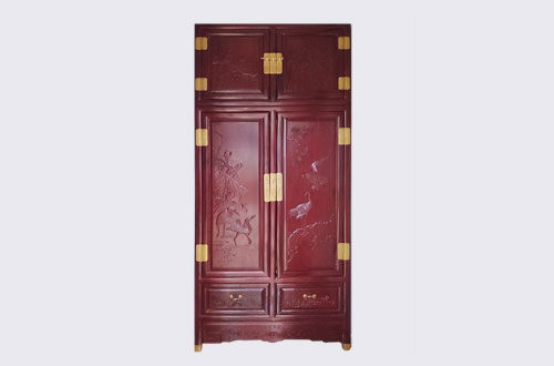 西双版纳高端中式家居装修深红色纯实木衣柜