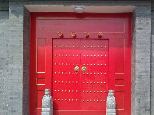 西双版纳中国传统四合院系列朱红色中式木制大门木作